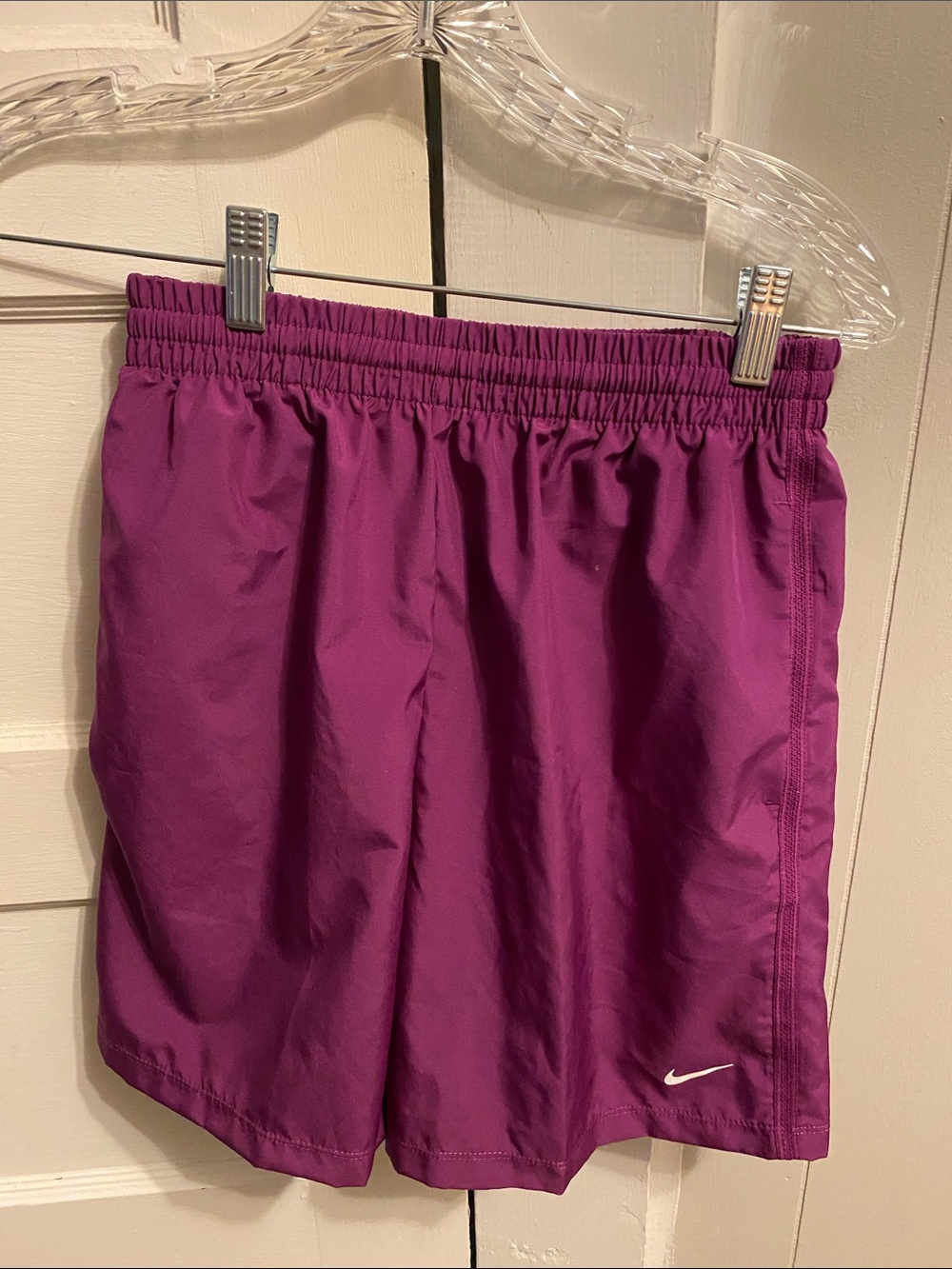 Nike Magenta Athletic Shorts with White Swoosh
